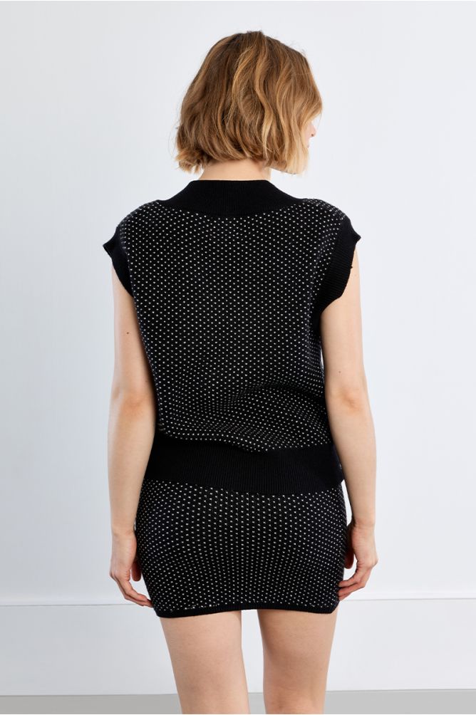 Pull sans manches, à pois