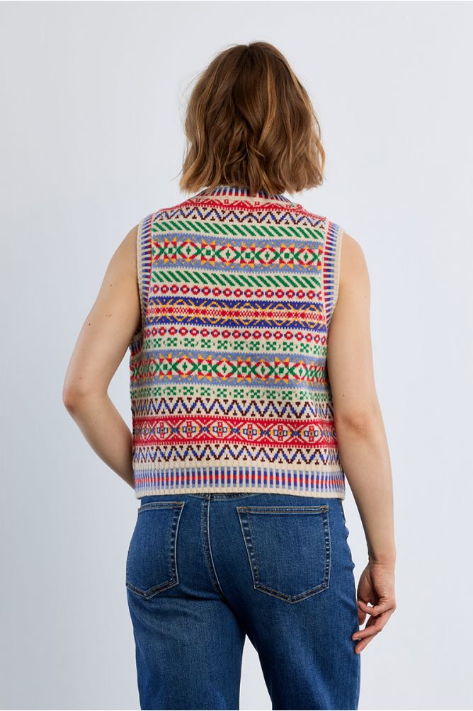 Pull sans manches, motif tybétain