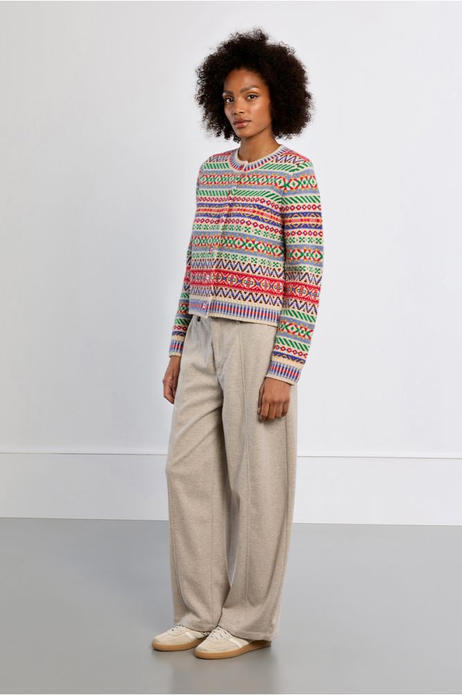Cardigan en maille, motif tybétain