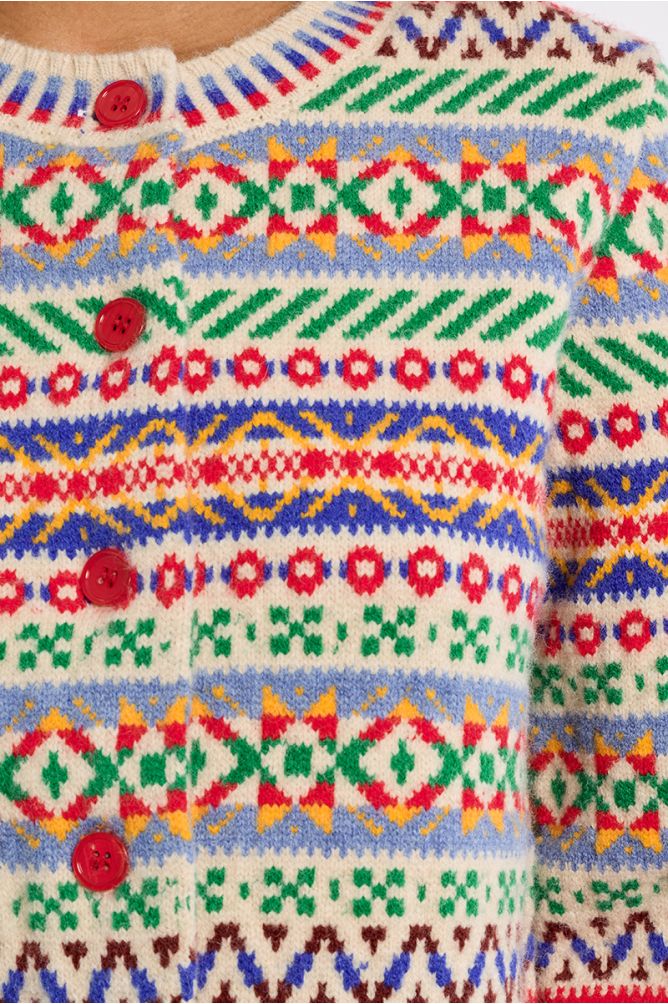 Cardigan en maille, motif tybétain