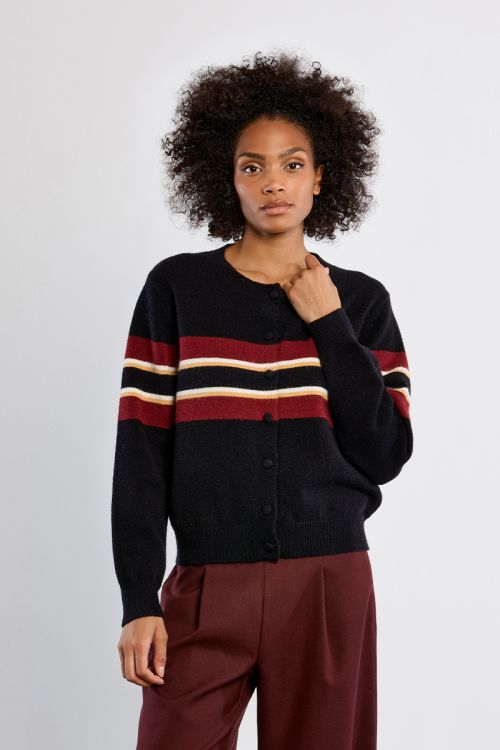 Cardigan en maille, rayé