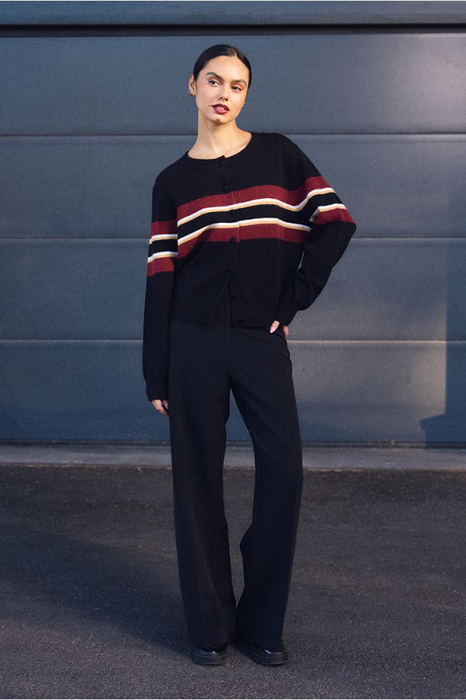 Knitted cardigan, striped