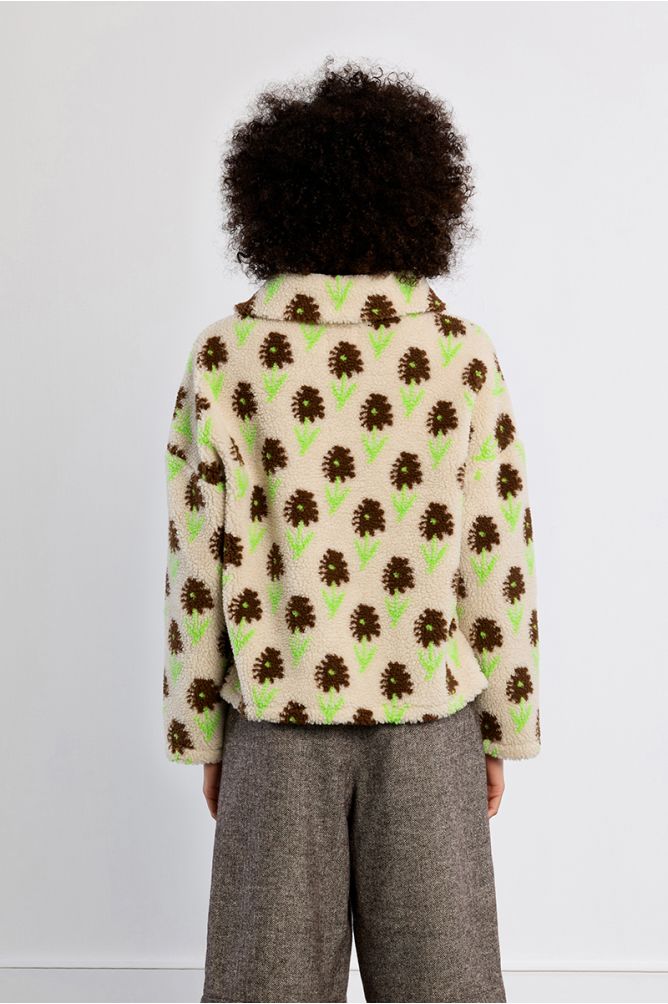 Sweat-shirt à fleurs, moutonné