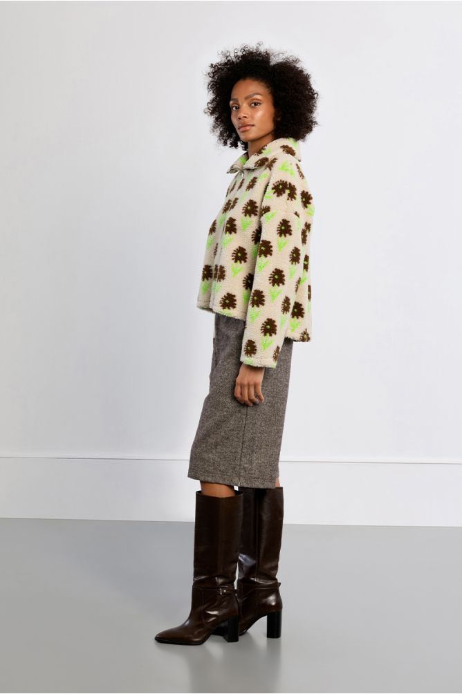 Sudadera de borreguito estampado flores