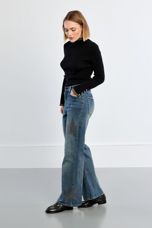 Denim droit, étoiles strassées