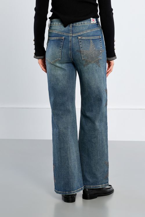 Denim droit, étoiles strassées