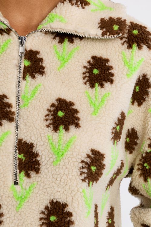 Sudadera de borreguito estampado flores