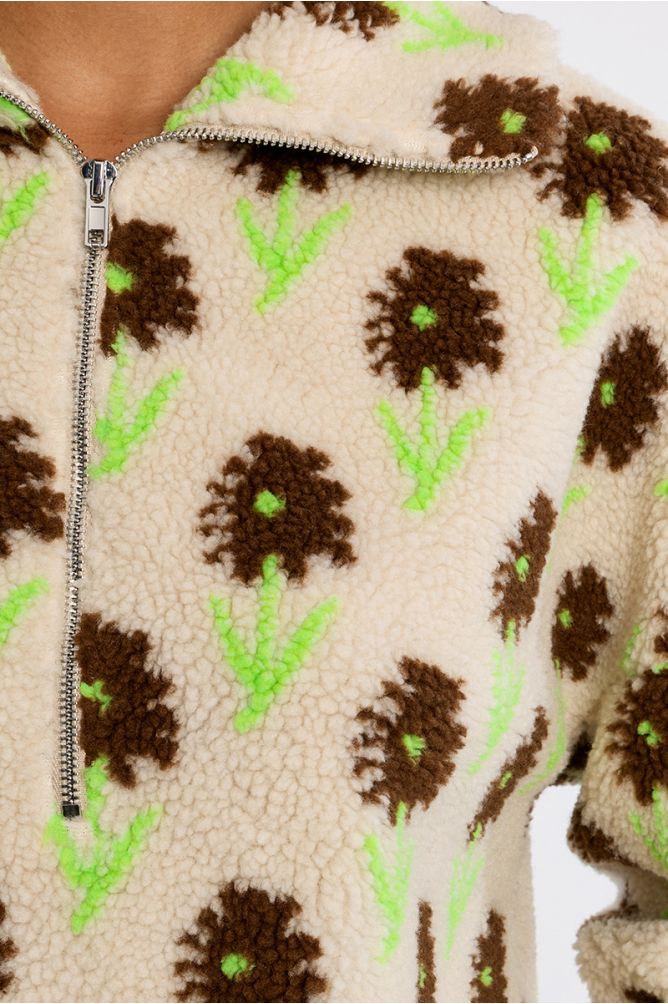 Floral sweatshirt, sheepskin