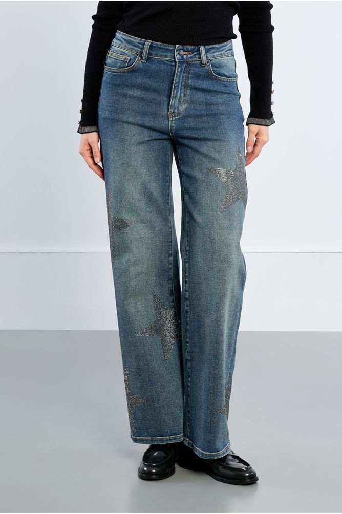 Denim droit, étoiles strassées