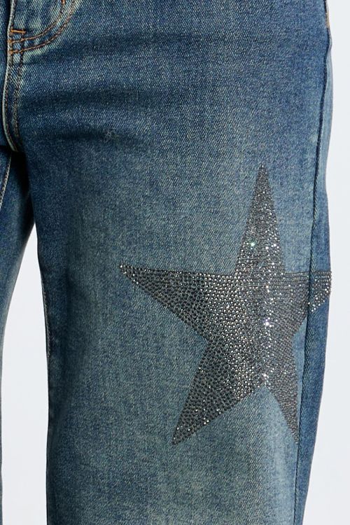 Denim droit, étoiles strassées