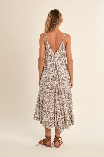 Long flowing leopard print dress