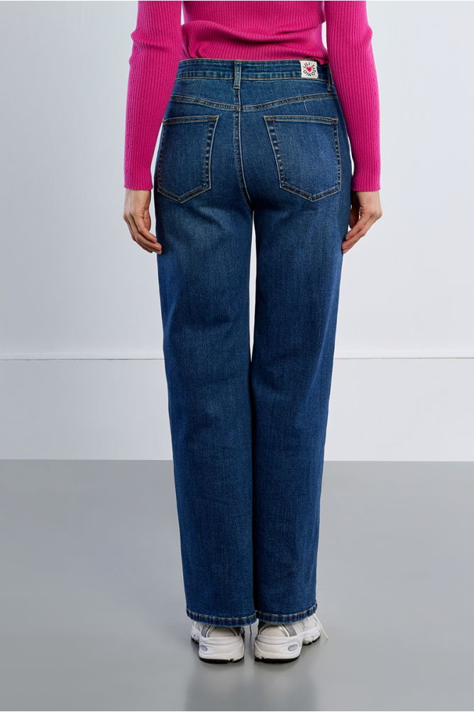 Denim taille haute, large