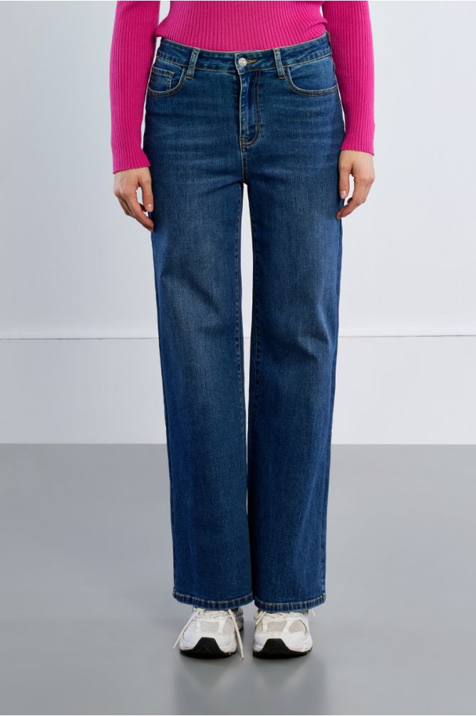High-waisted denim, wide