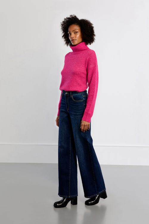 High-waisted denim, wide