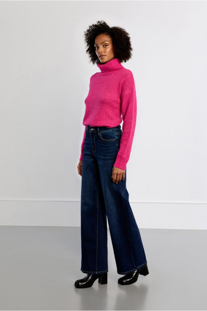 Denim taille haute, large