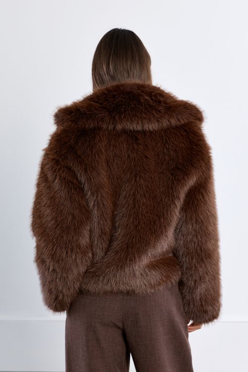 Manteau en imitation fourrure, marron