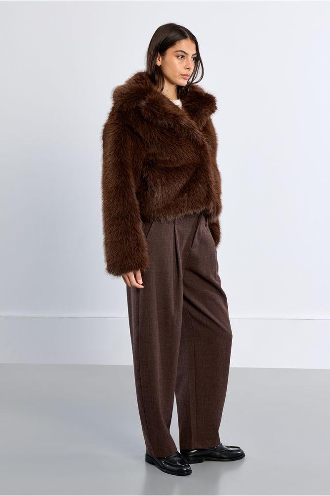Faux fur coat, brown