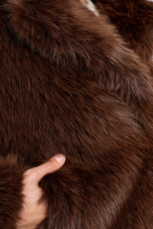 Faux fur coat, brown
