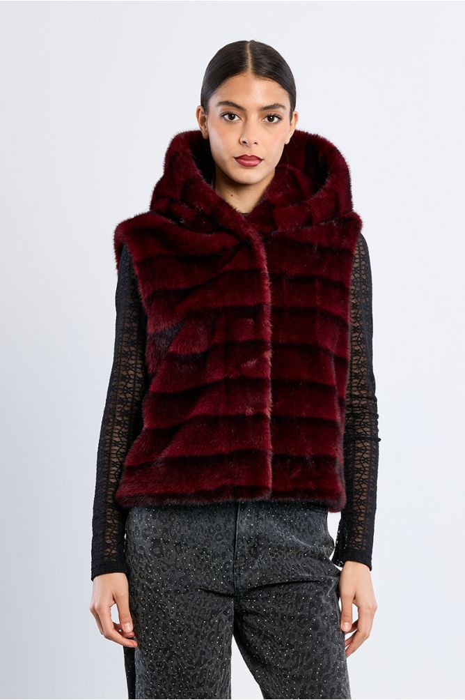 Veste sans manches, imitation fourrure