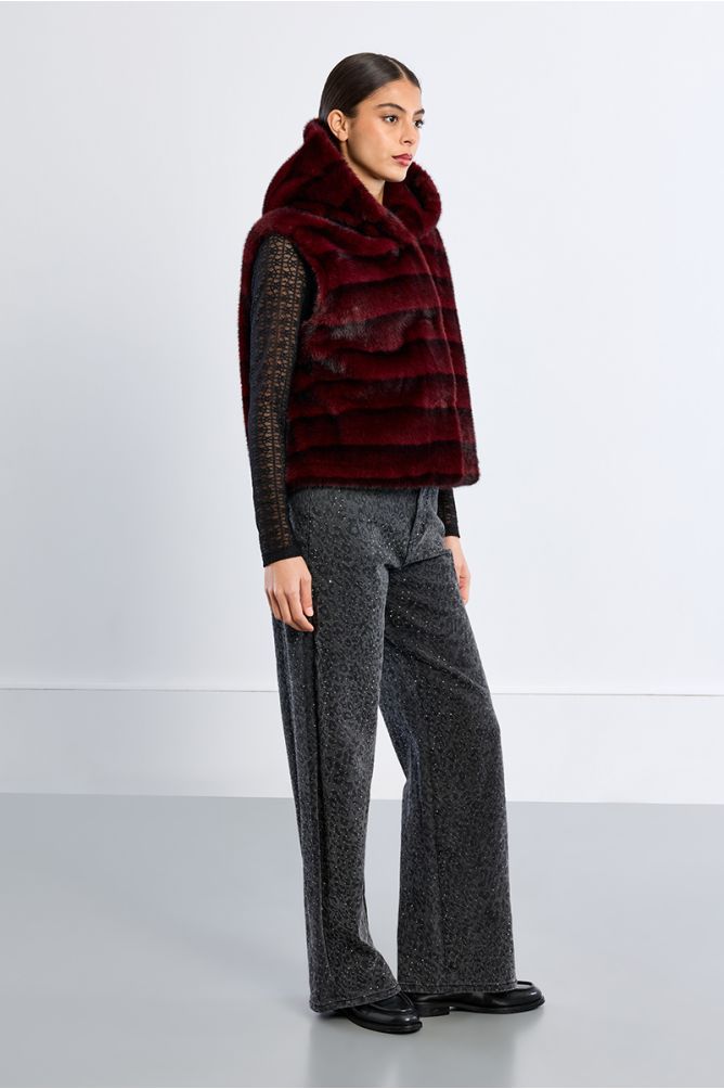 Veste sans manches, imitation fourrure