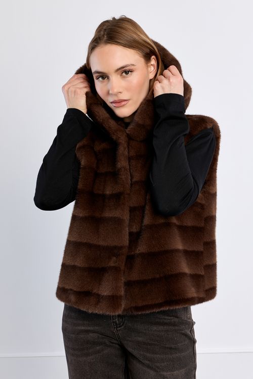 Veste sans manches, imitation fourrure