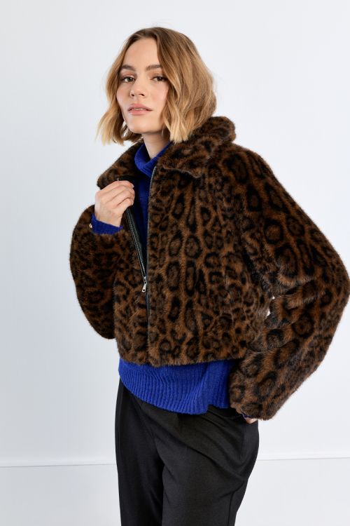 Veste imitation fourrure, léopard