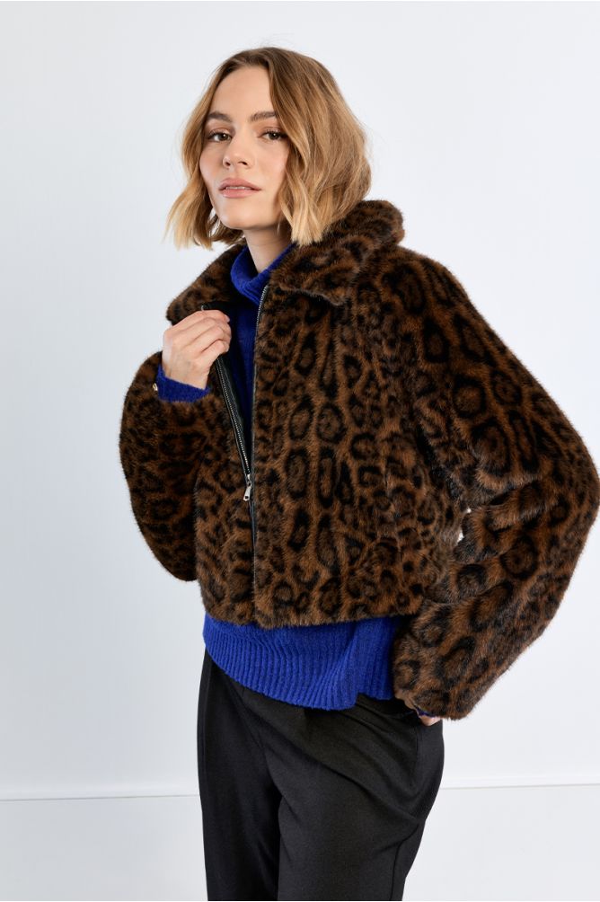 Imitation fur jacket, leopard