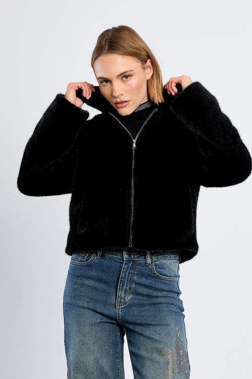 Veste imitation fourrure, unie