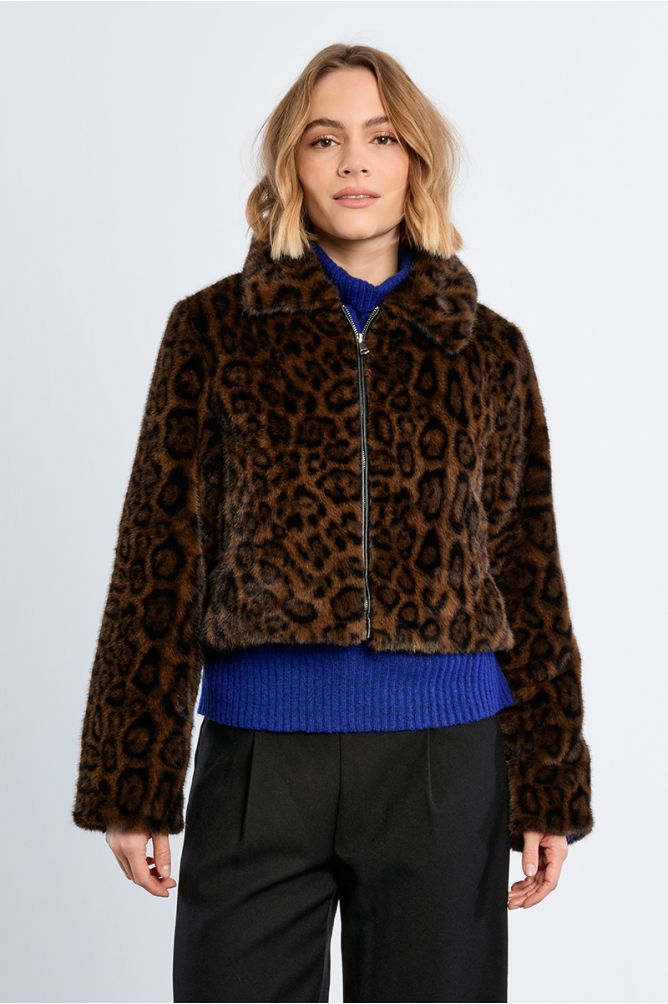 Veste imitation fourrure, léopard