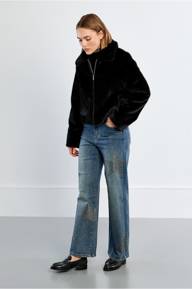 Imitation fur jacket, plain