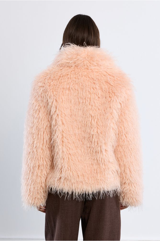 Chaqueta de peluche con cuello y solapa