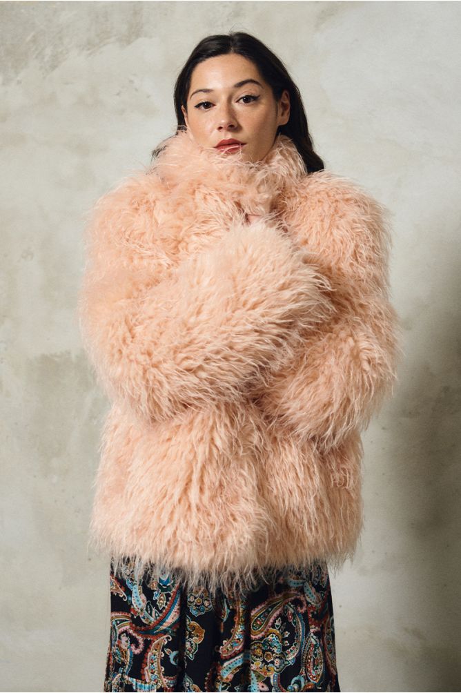 Oversized coat, imitation fur