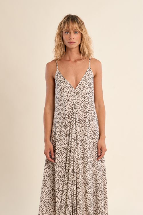 Long flowing leopard print dress