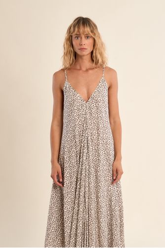 Longue robe fluide, imprimée léopard