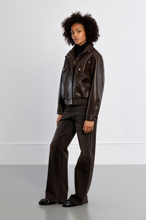 Veste en similicuir, oversize