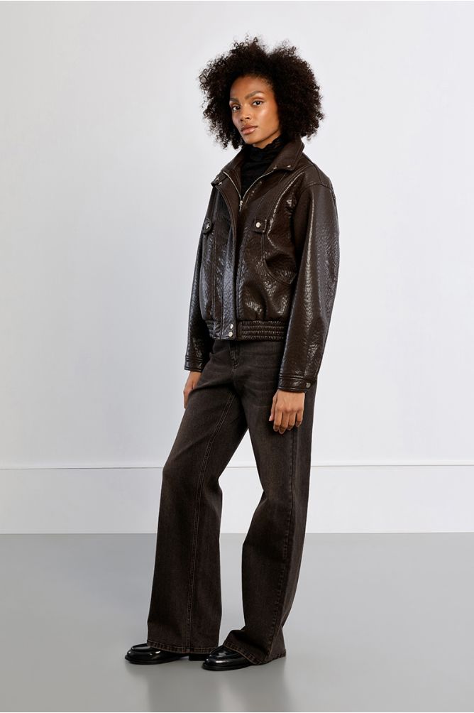 Faux leather jacket, oversized