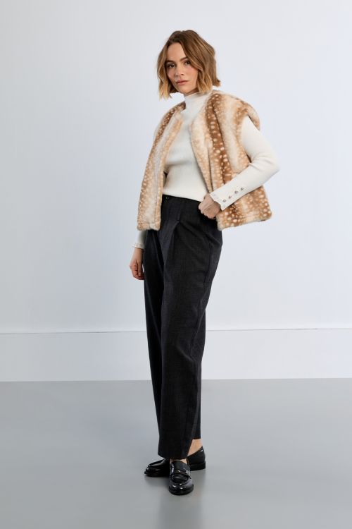 Veste sans manches, imitation fourrure, faon