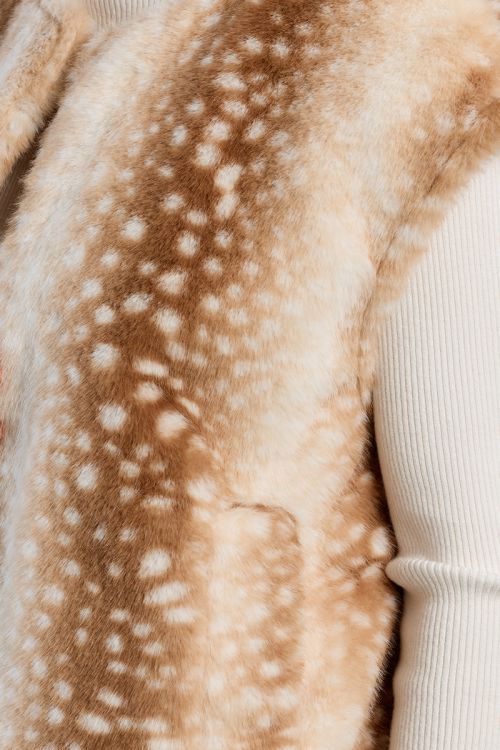 Veste sans manches, imitation fourrure, faon