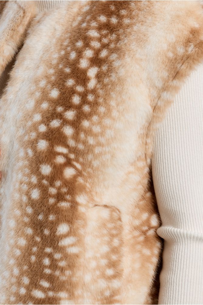 Veste sans manches, imitation fourrure, faon