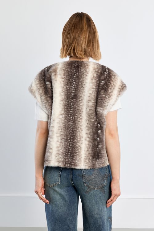Veste sans manches, imitation fourrure, faon
