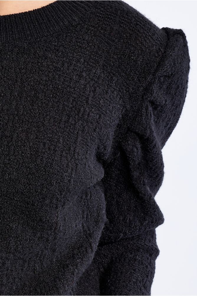 Knitted sweater, balloon sleeves
