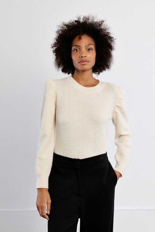Knitted sweater, balloon sleeves