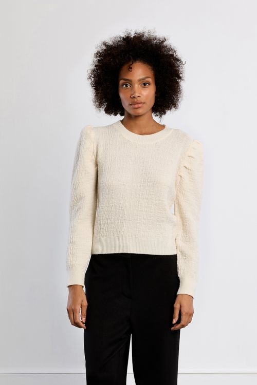 Knitted sweater, balloon sleeves