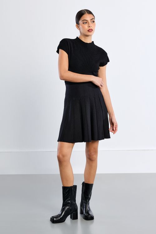 Cable knit mini skirt