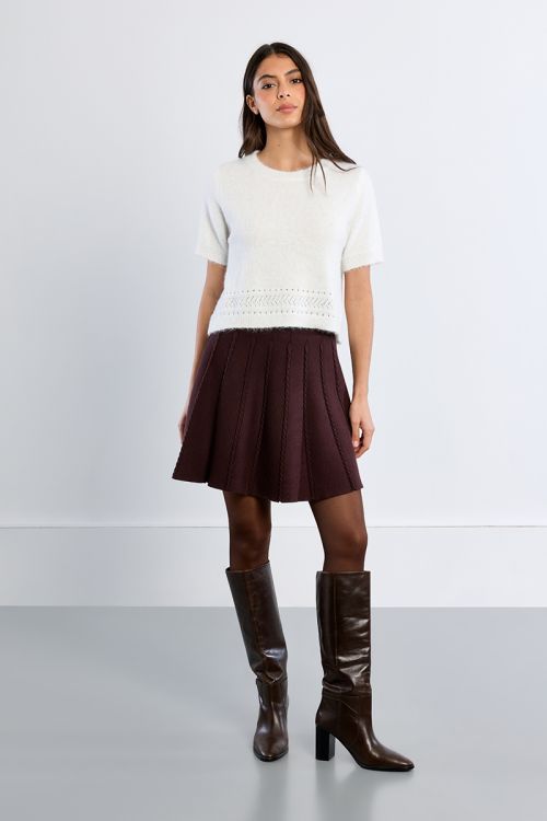 Mini jupe en maille torsadée