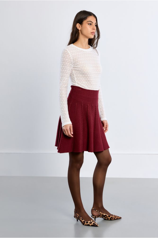 Cable knit mini skirt
