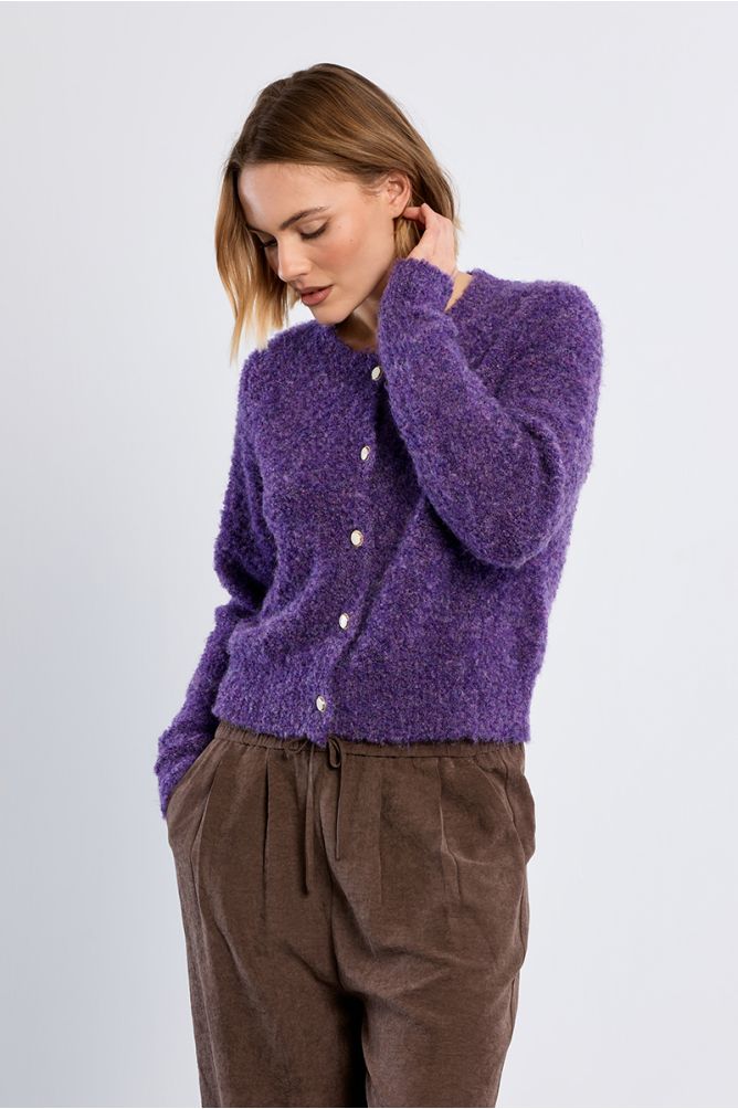 Cardigan boutonné uni