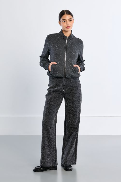 Veste de sport zippée à strass