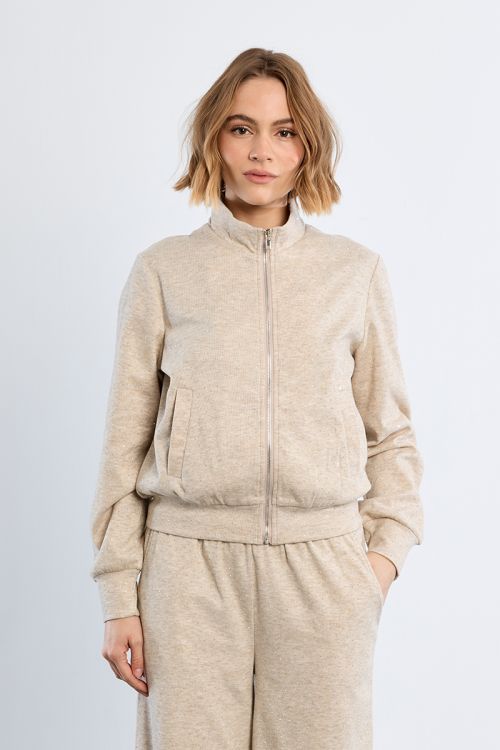 Rhinestone zip-up sports jacket