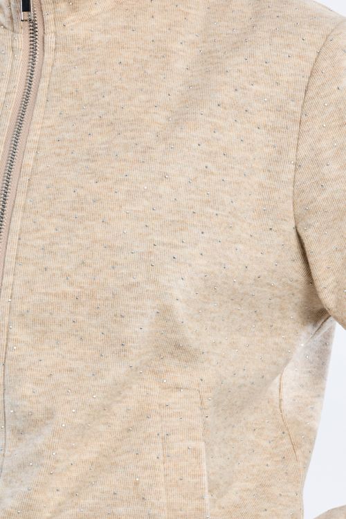 Rhinestone zip-up sports jacket